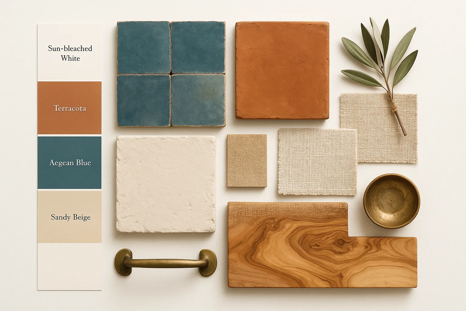 Modern Mediterranean materials mood board 1