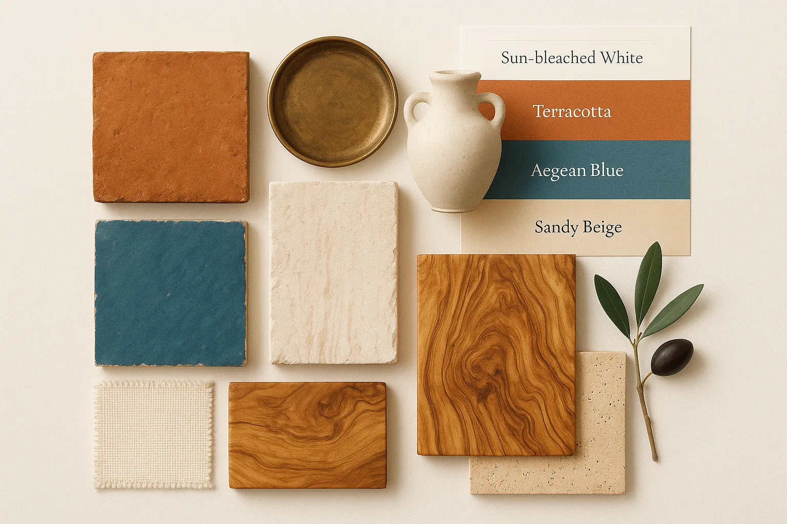 Modern Mediterranean materials mood board 2